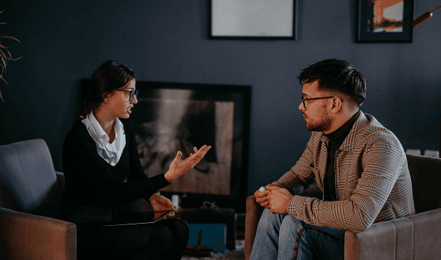 Professional discussion between two people
