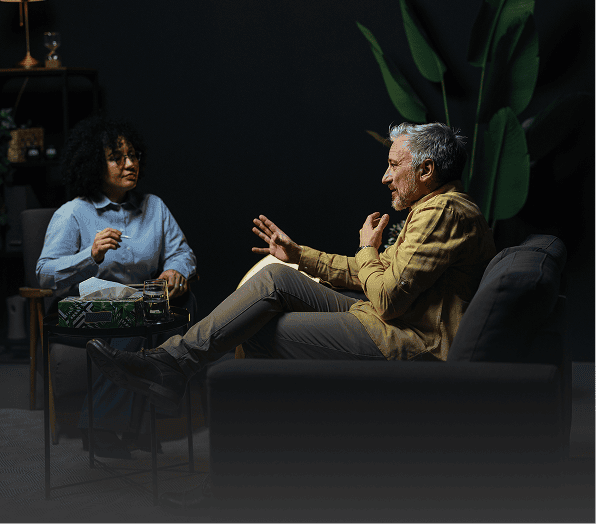 Two people having a serious conversation