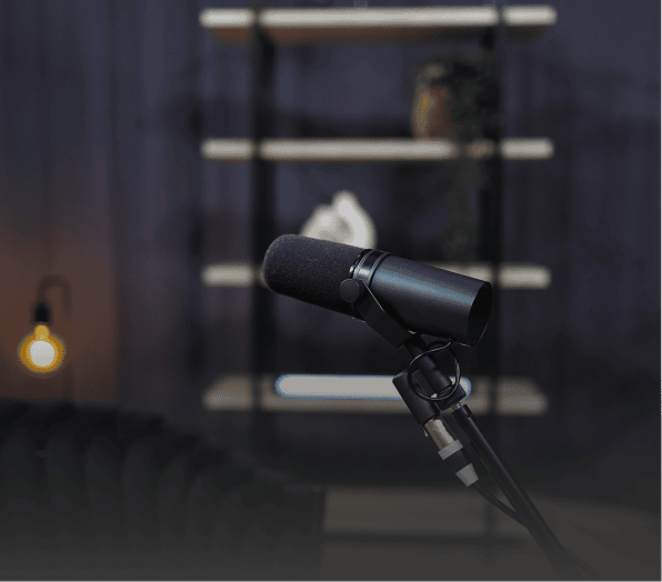 Podcast microphone with blurred background